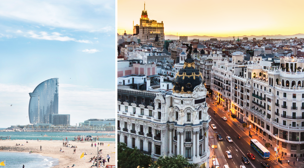 Från Barcelonetta till Gran Via i Madrid på några timmar. Foto: Istock.