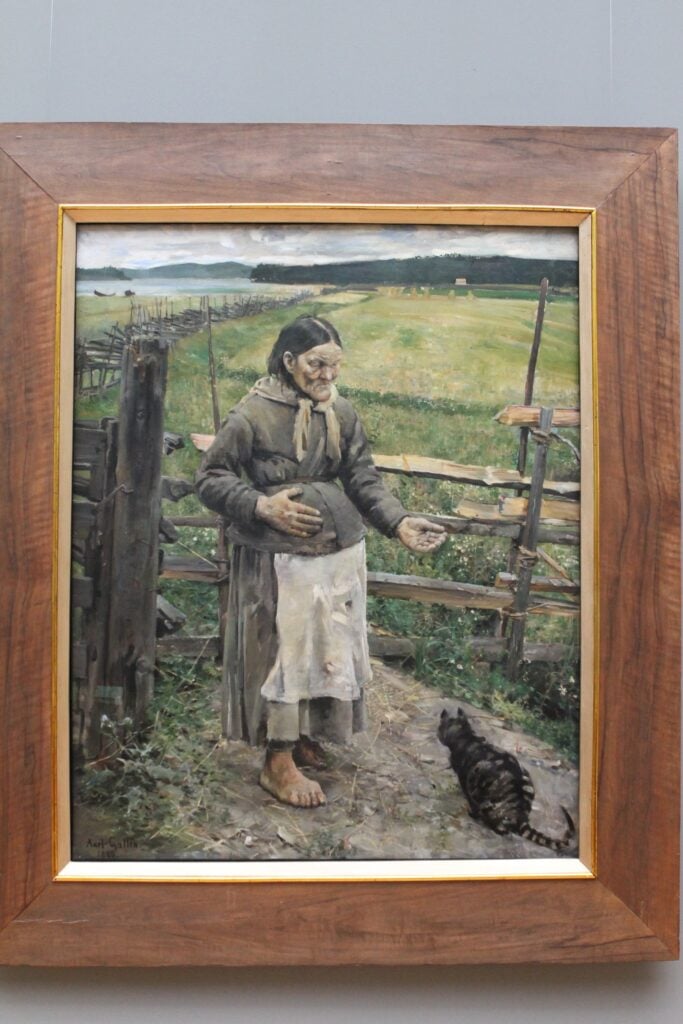 Tavla föreställande gammal gumma.