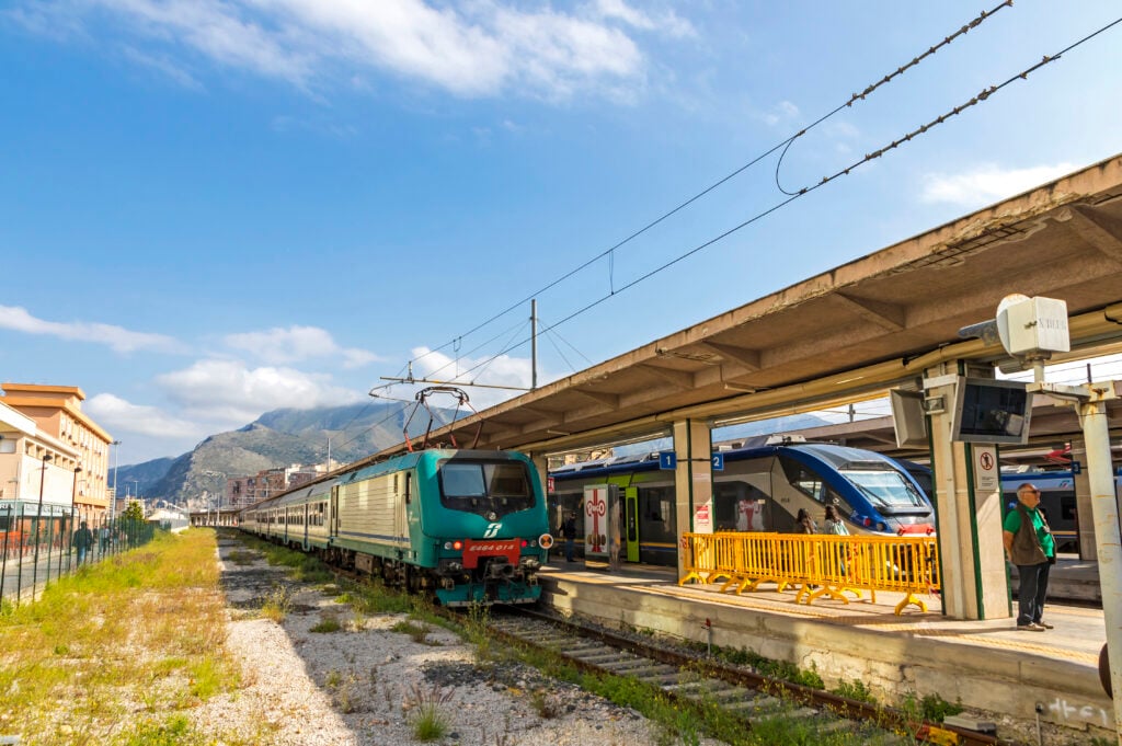 Palermo, Italy - May 9, 2018: Platforms of Palermo Centrale, main railway station of the Italian city of Palermo, capital of Sicily. One of the most important stations of Italy